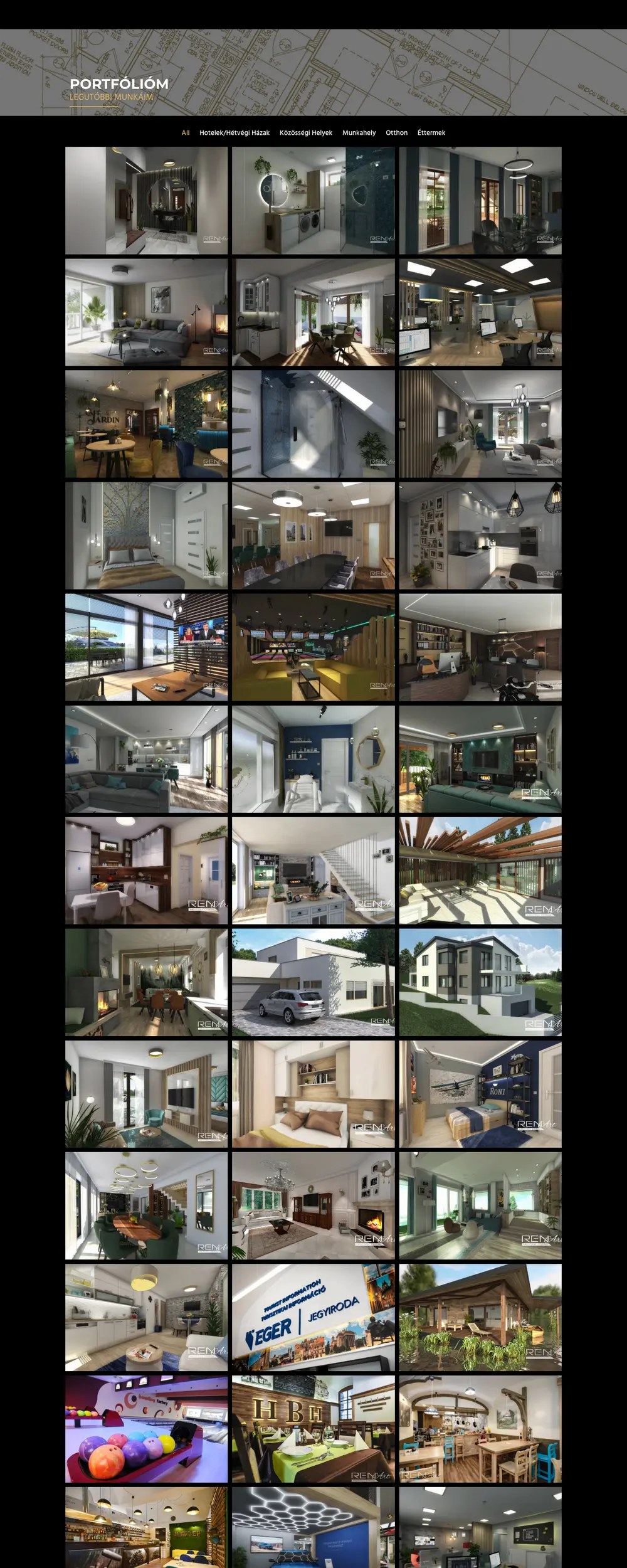 RenArt Design, Categorised interior design portfolio